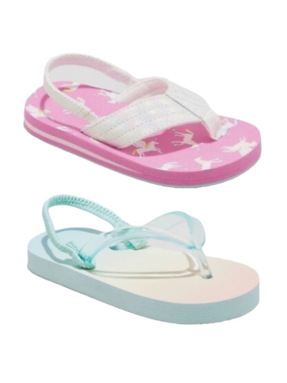 Lot of 2 Cat & Jack Toddler Girls Flip Flop Sling Back Sandals